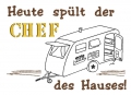 Stickdatei Camping für Geschirrtuch Schürze CHEF mit Wohnwagen
