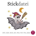 Stickdatei Fledermaus mit Gespenst Vollstickdatei