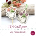 Stickdatei Gießkanne mit Blumen ITH Stabstickdatei und Anhänger