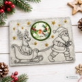 Stickdatei ITH Rentier mit Weihnachtsmann Untersetzer Adventskranz to go Mugrug