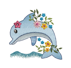 Stickdatei-Delfin-mit-Blumen
