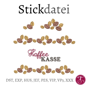 Stickdatei-Kafeebohnen-Kaffee-Kafeekasse