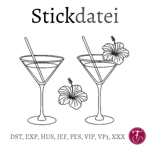 Stickdatei-Cocktailglas-Konturstich-
