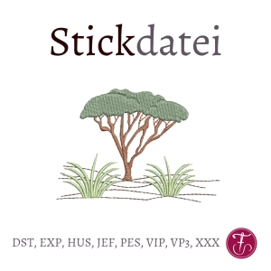 Stickdatei-Savanne-Baum-Strauch-