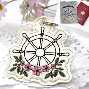 Stickdatei-Steuerrad-ITH-Anhnger-mit-Blumen-SET-