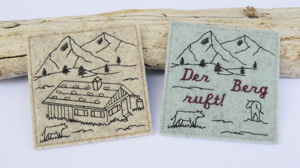 Bild 1 von Stickdatei Berge Alm Almwiese Berg Redwork SET XL  / (Lizenz) Standard