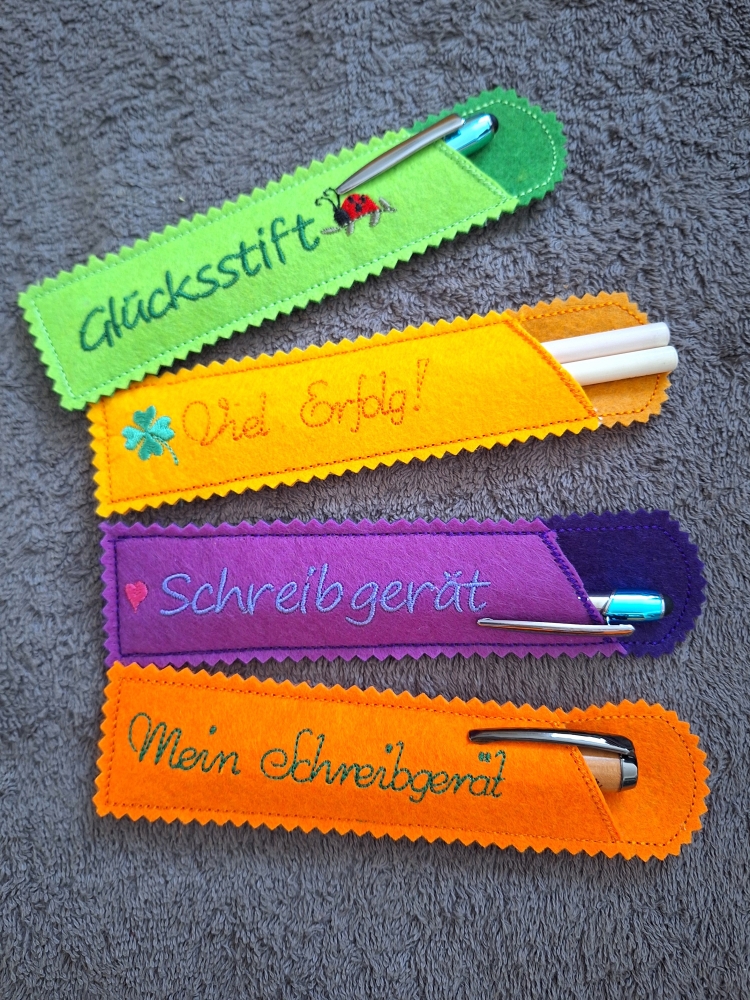 Bild 1 von Stickdatei Etuis Stifteetui schmal für einen oder zwei Kugelschreiber 10 Varianten