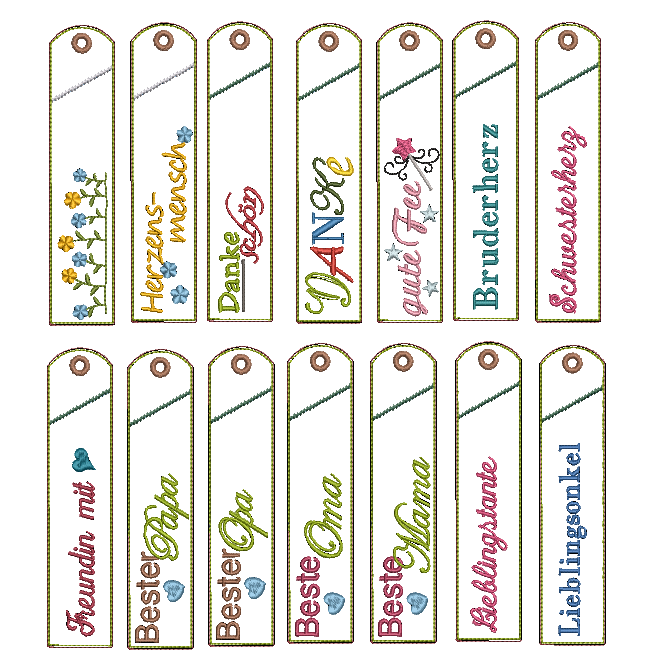 Bild 1 von Stickdatei XL SET Sprüche Familie Danke Berufe Stifteetui schmal für einen oder zwei Kugelschreiber  / (Variante Motive Sprüche) Thema Familie Danke  14 Varianten