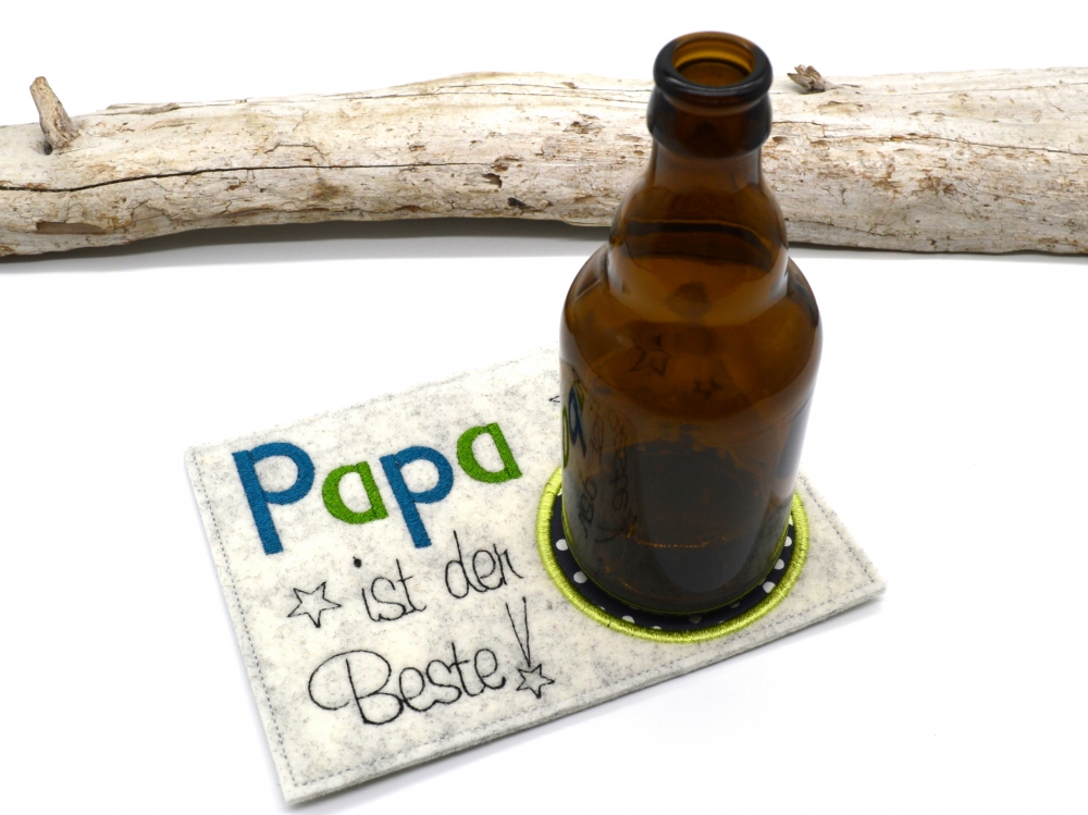 Bild 1 von Stickdatei Papa Vatertag Mug Rug Tassenteppich 13x18cm
