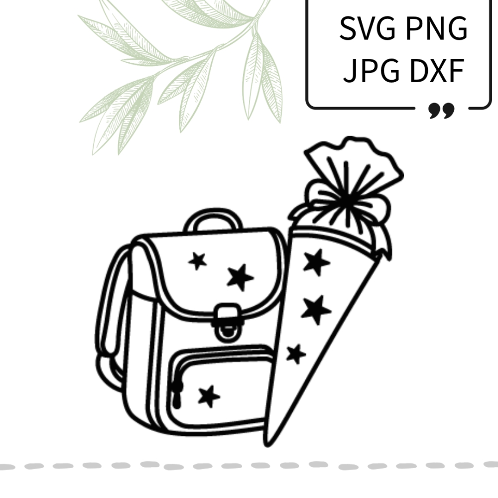Bild 1 von Plotterdatei SVG Schulanfang Schulranzen erster Schultag