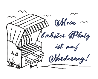 Bild 1 von Stickdatei Strandkorb Meer verschiedene Größen  / (Variante) Liebster Platz Norderney