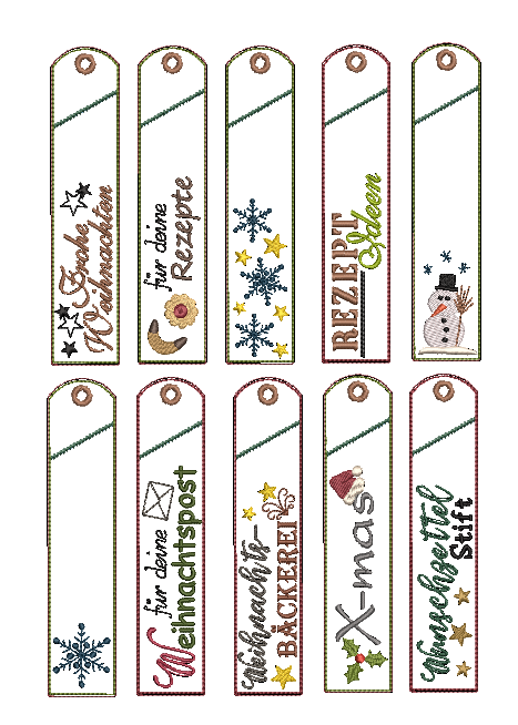 Bild 1 von Stickdatei Weihnachten Advent Etuis Stifteetui schmal für einen oder zwei Kugelschreiber