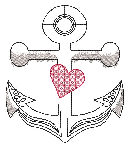 Bild 1 von Stickdatei Anker Redwork  4 Motive  / (Größe) SET 13x16cm/ 15x19cm/ 18x22cm