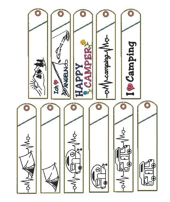Bild 1 von Stickdatei Camping Outdoor Etuis Stifteetui schmal für einen oder zwei Kugelschreiber