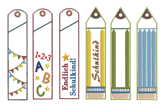 Bild 1 von Stickdatei Schulanfang Etuis Stifteetui schmal für einen oder zwei Kugelschreiber
