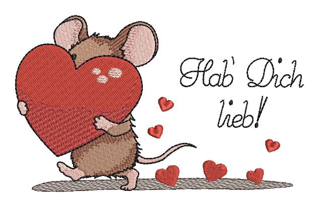 Bild 1 von Stickdatei Maus Herzen Liebe Valentinstag 10x16cm