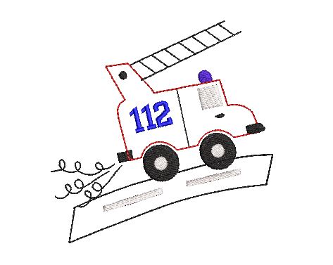 Bild 1 von Stickdatei DOODLE Feuerwehr 2er SET für den 10x10cm Rahmen  / (Größe) 10x10cm
