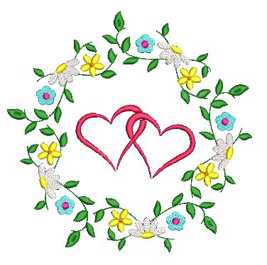 Bild 1 von Stickdatei  Blumenranken mit Herzen 4 Größen