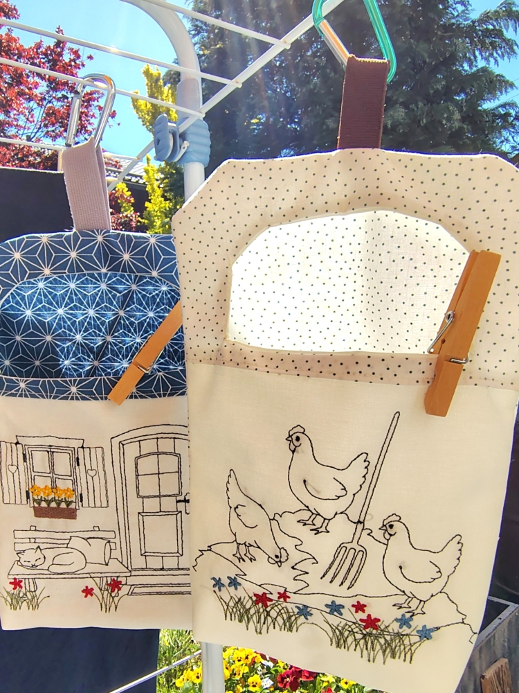 Bild 1 von Stickdatei ITH Wäscheklammersack 5 Motive Landleben mit blanko Datei  / (Stickrahmengröße) 24x36cm