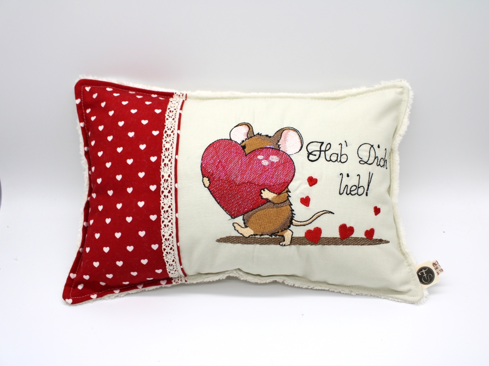 Bild 1 von Stickdatei Maus Herzen Liebe Valentinstag 10x16cm