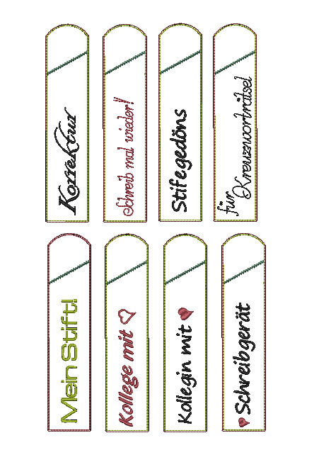 Bild 1 von Stickdatei Etuis Stifteetui schmal für einen oder zwei Kugelschreiber 8 Varianten SET Nr.2