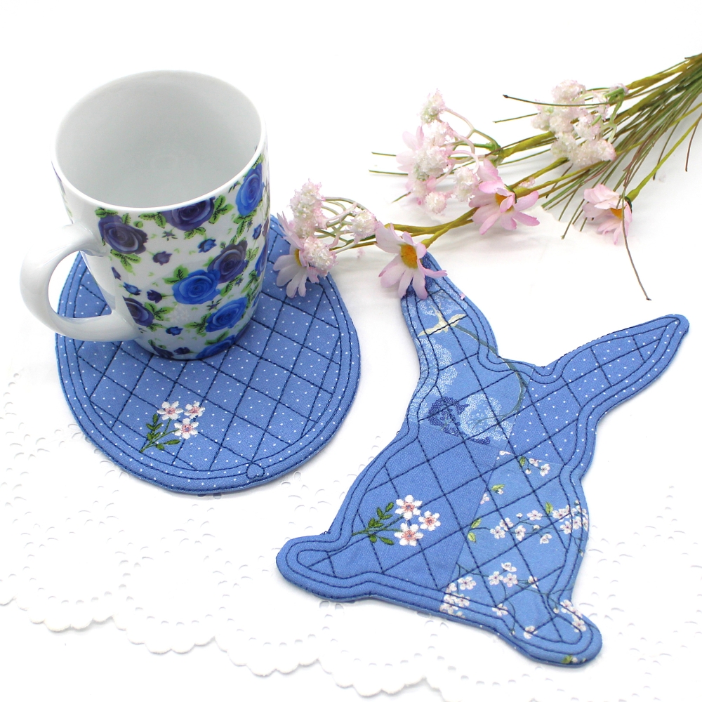 Bild 1 von Stickdatei Untersetzer Quilt Optik Ostern Hase und Ei BLANKO verschiedene Größen