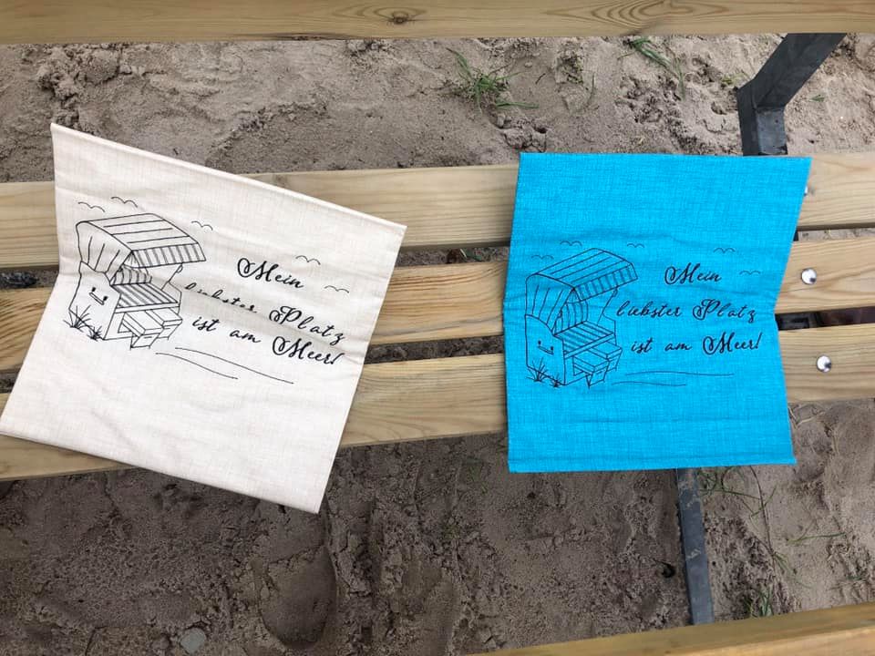 Bild 1 von Stickdatei Strandkorb Meer verschiedene Größen  / (Variante) Liebster Platz am Meer