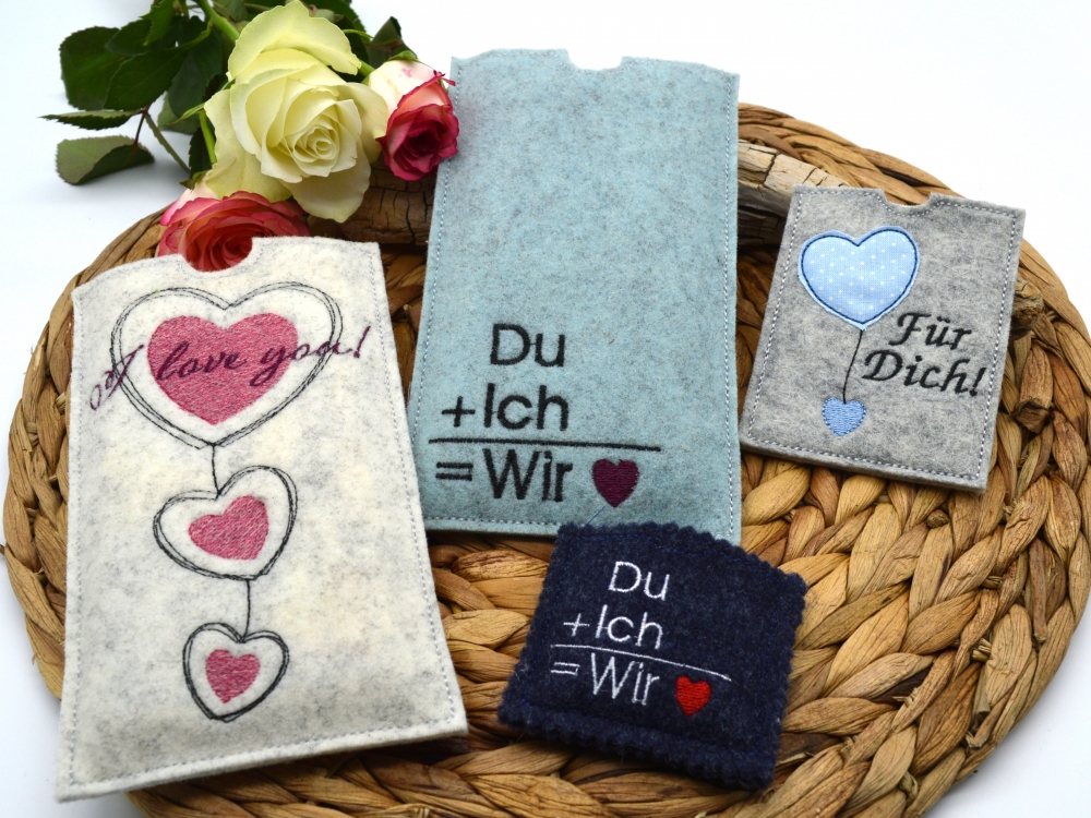 Bild 1 von Stickdatei Valentinstag Schokoladenhülle Herzen du ich wir