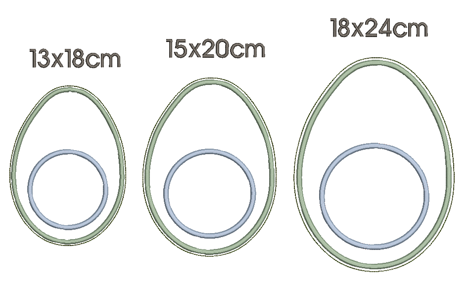 Bild 1 von ITH Mug Rug Stickdatei Eiform blanko 3 Größen  / (Lizenz) Standard
