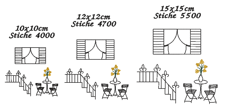 Bild 1 von Stickdatei Kontur Fenster Haus Konturstich verschiedene Größen Hausfassaden  / (Variante) Fenster Garten