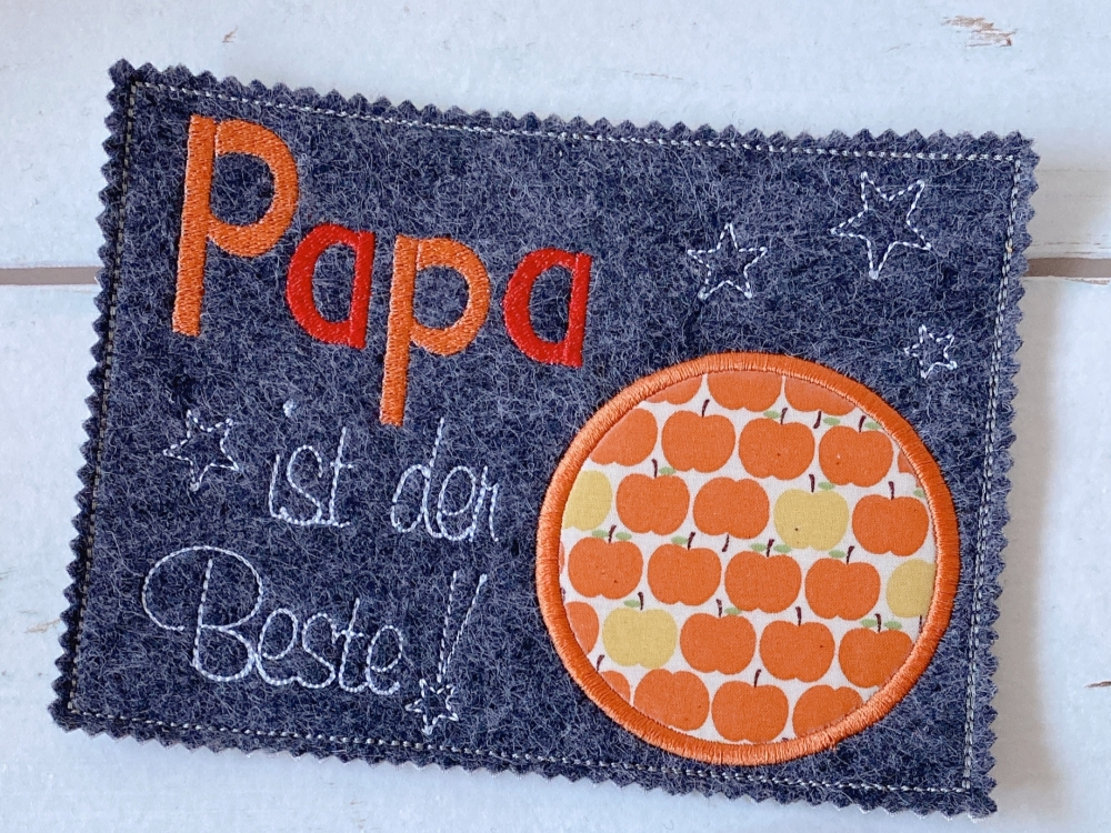 Bild 1 von Stickdatei Papa Vatertag Mug Rug Tassenteppich 13x18cm