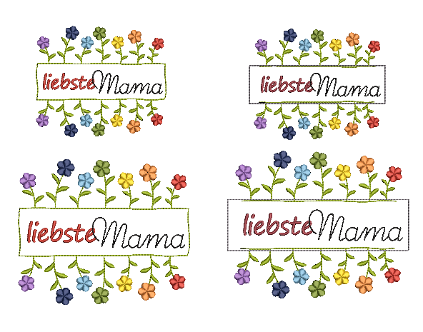 Bild 1 von Stickdatei Blumenrahmen Button liebste Mama