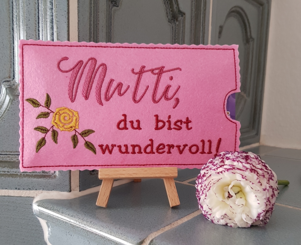 Bild 1 von Stickdatei Schokohülle Muttertag SET Mama Mutti