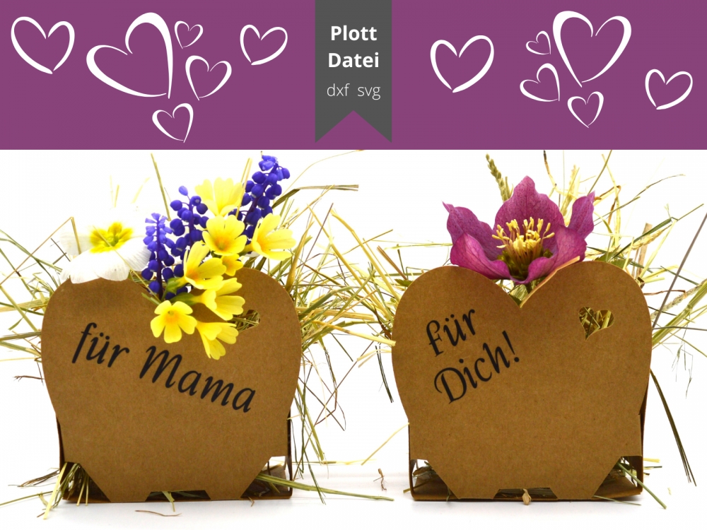 Bild 1 von Plotterdatei Herzkorb Herz zum Muttertag Hochzeit Valentinstag Geburtstag