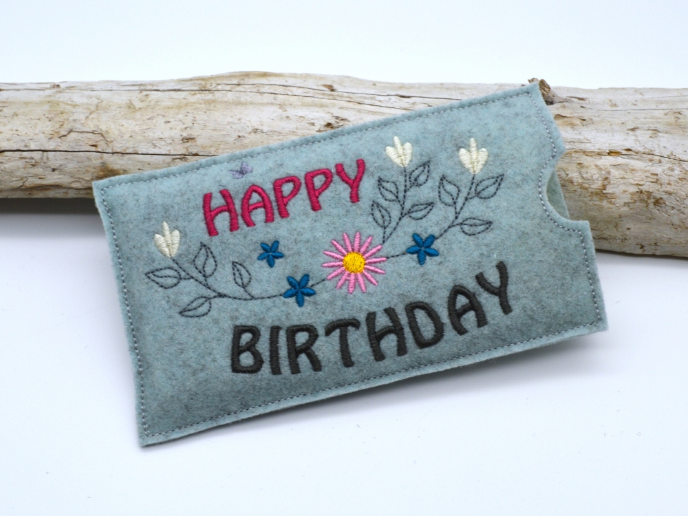 Bild 1 von Stickdatei Schokohülle Geburtstag happy birthday