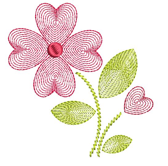 Bild 1 von Stickdatei Blume Herzblume Relief verschiedene Größen