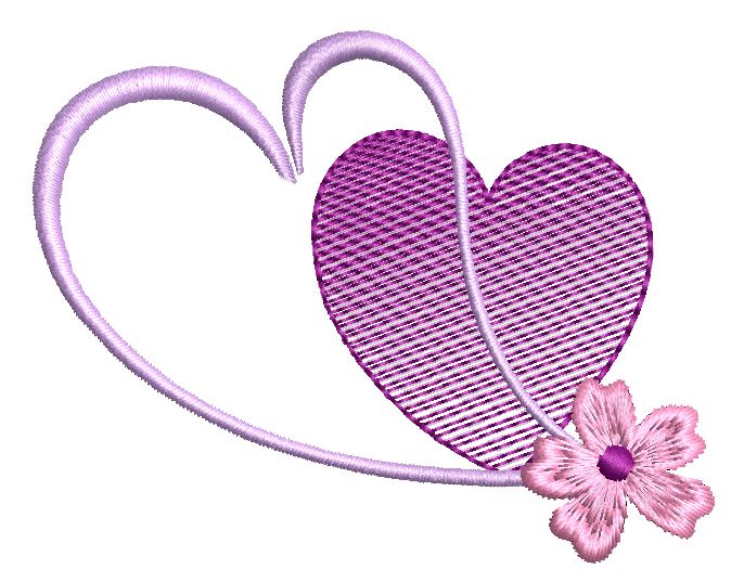 Bild 1 von Stickdatei Herzen mit Blume verschiedene Größen