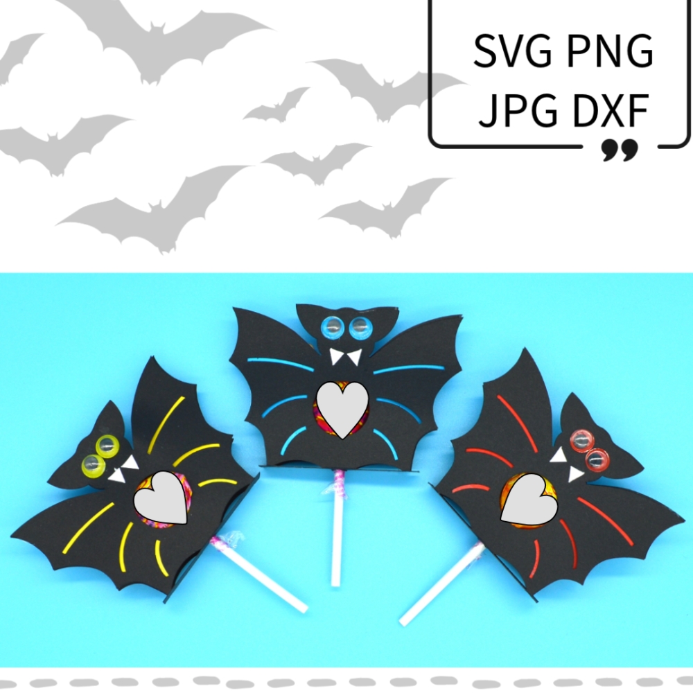 Bild 1 von Plotterdatei Fledermaus zum Befüllen für Schokokugel Lolli