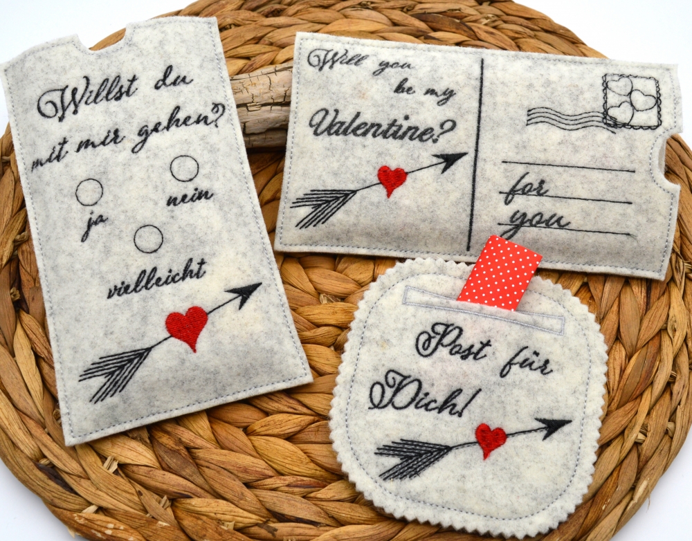 Bild 1 von Stickdatei Valentinstag Karte Schokoladenhülle Willst du mit mir gehen