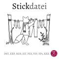 Stickdatei Fuchs Wäscheleine Herbst Redwork Konturstich