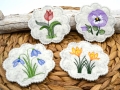 Stickdatei Untersetzer Frühlingsblumen Krokus Tulpe Schneeglöckchen Stiefmütterchen