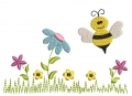 Bild 1 von Stickdatei Blumenwiese Biene Hummel verschiedene Größen