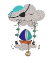 Bild 1 von Stickdatei Wolkenschiff Pirat Wolke drei Größen