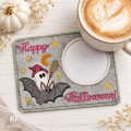 Bild 1 von Stickdatei Fledermaus mit Gespenst Halloween Mugrug Tassenteppich ITH 
