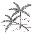 Bild 1 von Stickdatei Palme Palmen Meer Urlaub Redwork