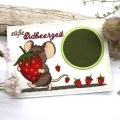 Stickdatei Maus Erdbeere MugRug 13x18cm und 10x10cm
