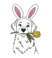 Bild 1 von Stickdatei Hund mit Hasenohren mit Tulpe Frühling Kontur