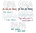Bild 1 von Stickdatei doodle Applikation Schrift Mama Oma Opa Papa sind die Besten
