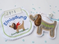 ITH Einladung Hund zum Kindergeburtstag Hülle für Einladungskärtchen 10x10cm Rahmen