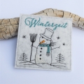 Bild 2 von Stickdatei Schneemann ITH Untersetzer Mugrug 10x10cm